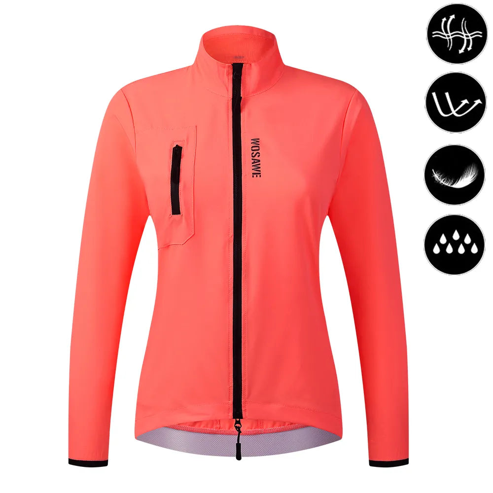 WOSAWE Women Cycling Jacket Water Repellent Windbreaker Cycling Clothing Running Riding MTB Road Bike Wind Jacket Bicycle Coat-WAYBIKER