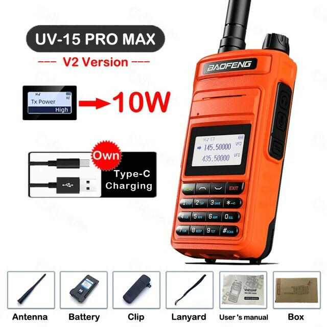 BAOFENG UV-15 Pro Max Walkie Talkie 10W High Power Profesional Handheld Transceiver Dual Band 2Way Hunting Radio Upgrade UV5R 82-WAYBIKER