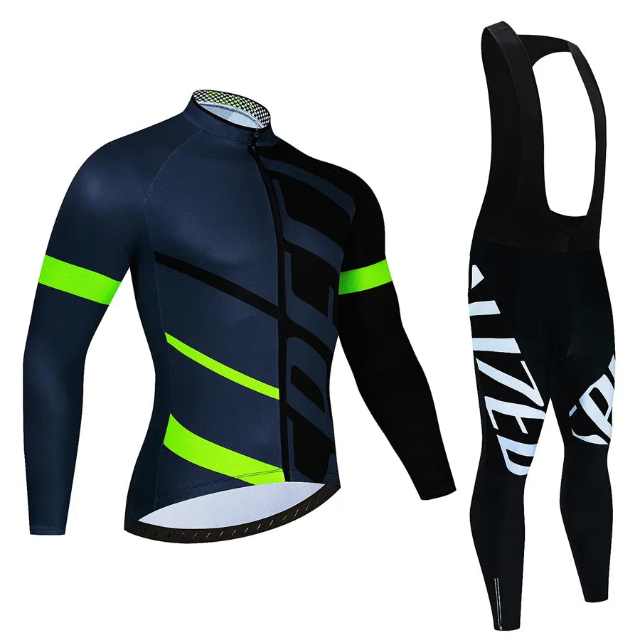 Cycling Team Men's Cycling Jersey Long Sleeve Set MTB Bike Clothing Tenue Velo Homme Bicycle Wear Trouser Cycle Uniform Kit-WAYBIKER