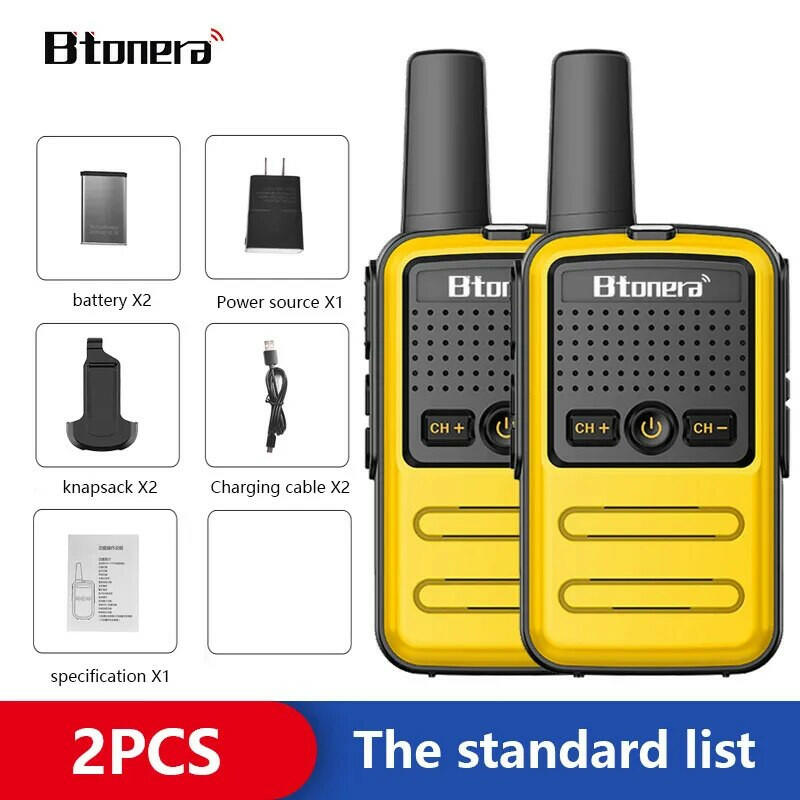 Btoera 2 Pcs Mini Walkie Talkie PMR 446 Portable Two-way Radio Ht PTT Walkie-talkies 5W 16CH UHF 400-470MHz Portable Radio for-WAYBIKER