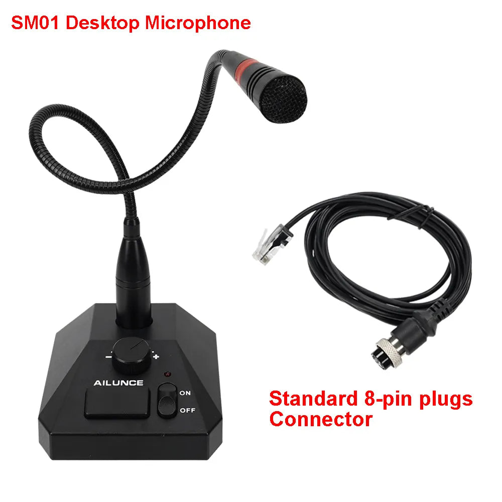 Retevis Aliunce SM01 Desktop Microphone For Walkie Talkie RT622 RT3S HD1 RA685 RT95 Two-Way Radio Handheld Mic 2pin / GP328plus