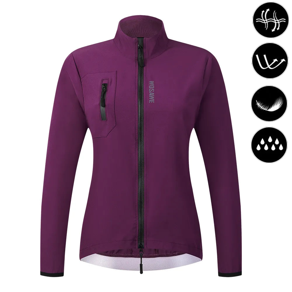 WOSAWE Women Cycling Jacket Water Repellent Windbreaker Cycling Clothing Running Riding MTB Road Bike Wind Jacket Bicycle Coat-WAYBIKER