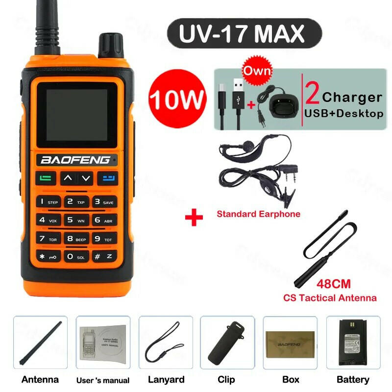 Baofeng UV-17 MAX High Power Walkie Talkie Type-C Charger VHF UHF With Partition Function FM Radio Waterproof Two-Way Radio-WAYBIKER