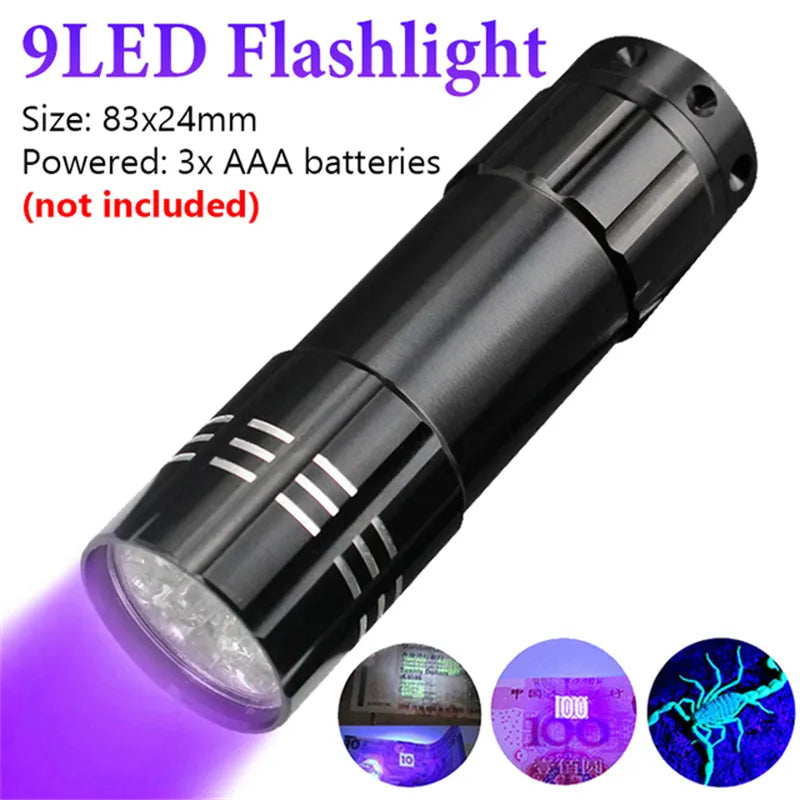 UV Flashlight Purple White Dual Light 395nm Ultraviolet Torch Zoom Flashlight Detection Lighting Lamp for Pet Stains Hunting