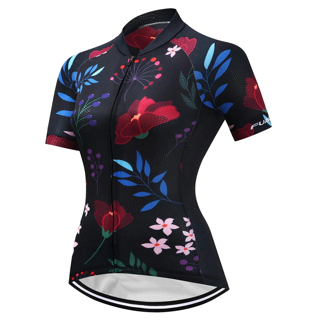 Women's Short Sleeve Cycling Jersey Summer Mountain Bike Outdoor Cycling Clothing Bicycle Clothing Quick-Dry Breathable Clothes-WAYBIKER