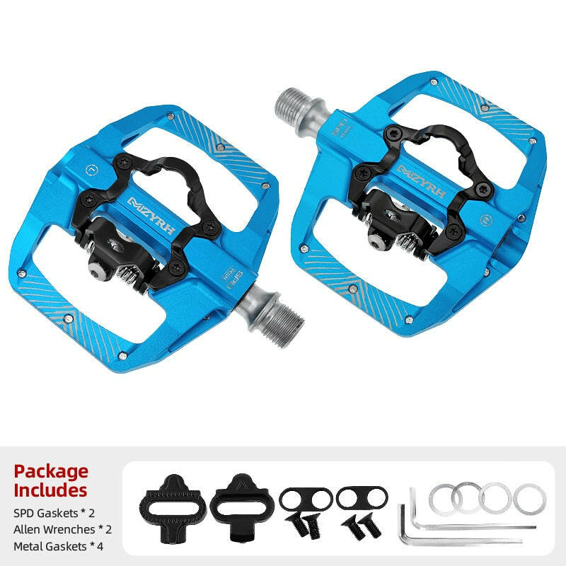 Two Usages Bicycle Pedal 2 In 1 With Free Cleat For SPD System MTB Road Aluminum Anti-slip Sealed Bearing Lock Accessories-WAYBIKER