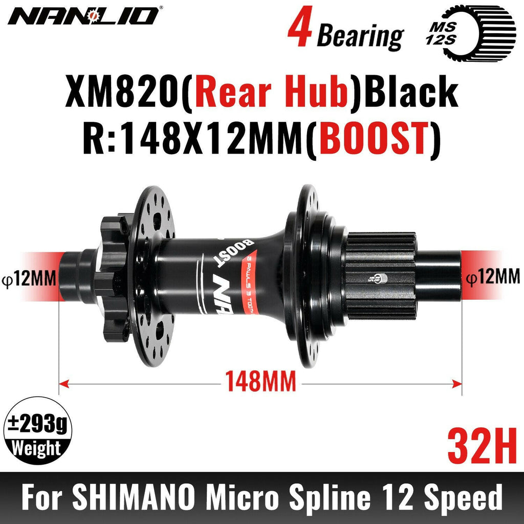 MTB Bicycle Hub Nanlio XM820 Boost Rear 12x148MM THRU TA 28H 32 Holes HG XD MS 8s 9s 10s 11s 12 Speed E-Bike Part K7 SX NX 12V-WAYBIKER