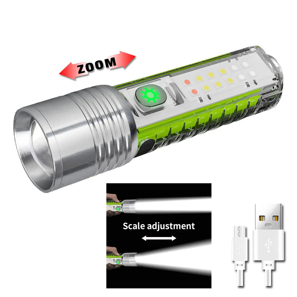 MINI Keychain Flashlight USB C Rechargeable LED Lampwith Magnet Camping UV Light Multifunction Portable Lights-WAYBIKER