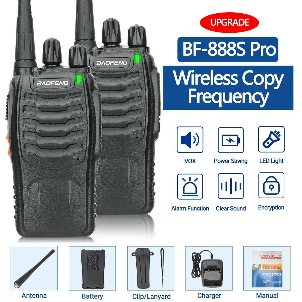 1/2 PCS Baofeng BF 888S Walkie Talkie UHF 400 470MHz 888s Long Range Two Way Ham Radios Transceiver for Hunting Hotel-WAYBIKER