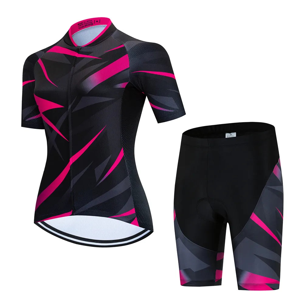 Women Cycling Jersey Set 2023 Summer Breathable Short Sleeve Cycling Clothing Quick-Dry MTB Bike Cycling Clothes Suit-WAYBIKER