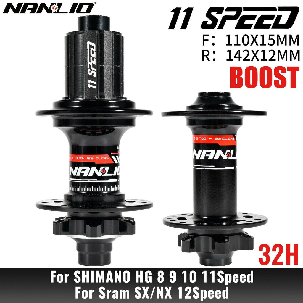 NanLio XM820 Boost Bicycle Hub Front 110x15MM Rear 12x148MM THRU TA 28H 32 Holes HG XD MS 8s 9s 10s 11s 12 Speed E-Bike Part-WAYBIKER