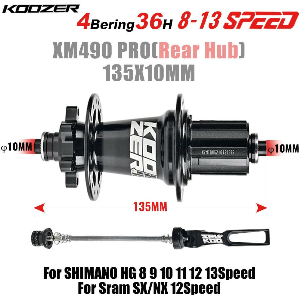 Bicycle Hubs KOOZER XM490 PRO 28/32/36 Holes Qr Thru TA Steel Shaft 4 Bearing 6 Pawl K7 HG XD MS 8 9 10 11 12 speed SX NX 12S-WAYBIKER