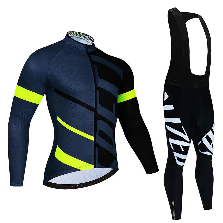 Cycling Team Men's Cycling Jersey Long Sleeve Set MTB Bike Clothing Tenue Velo Homme Bicycle Wear Trouser Cycle Uniform Kit-WAYBIKER