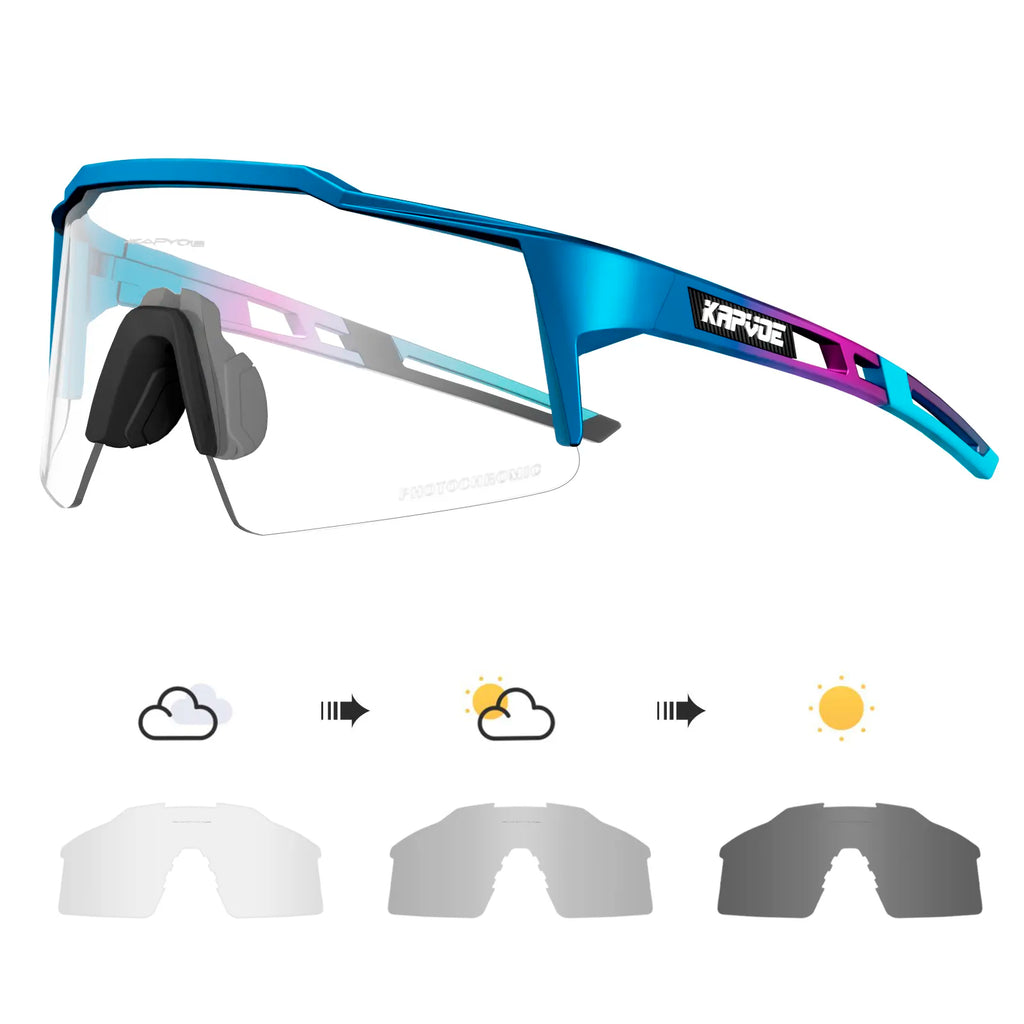 Kapvoe Photochromic Cycling Sunglasses for Men Women Bike Glasses Riding Driving UV400 Mountain Bicycle Goggles Eyewear Sports-WAYBIKER