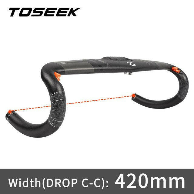 TOSEEK Road Bike Full Carbon Handlebar Ultralight UD Matte Road Bend Handlebar 31.8x400/420/440mm Bike Parts Bicycle Accessories-WAYBIKER