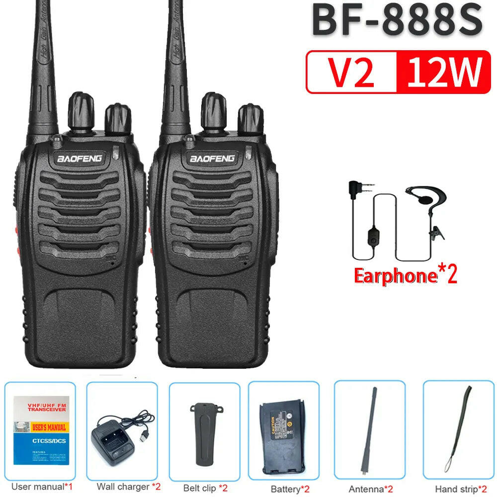 2023 Original 5/12W 2/4PCS Baofeng BF-888S Walkie Talkie UHF 400-470MHz BF 888S Cheap Two Way ham Radios Transceiver USB Plug-WAYBIKER