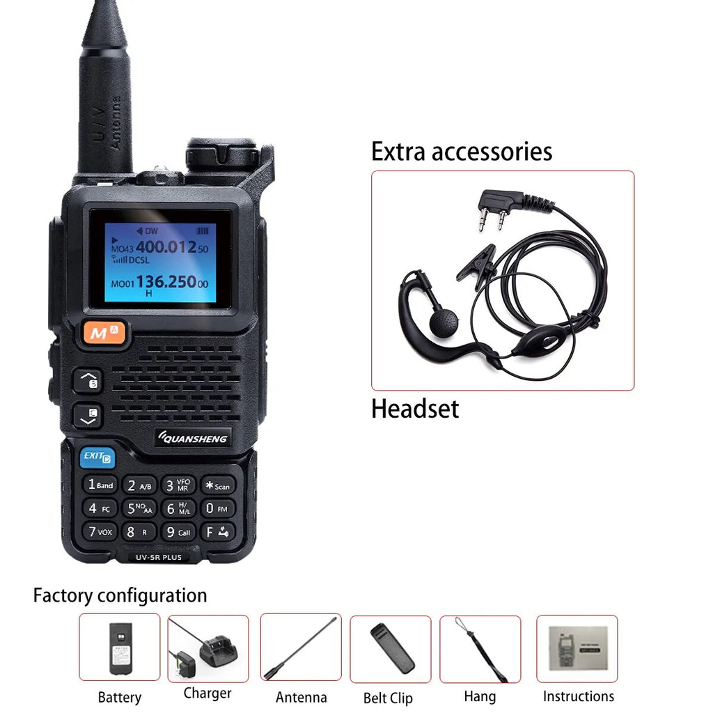 Quansheng UV5Rplus walkie-talkie full-band aviation band hand-held outdoor automatic one-button frequency matching go on road tr-WAYBIKER