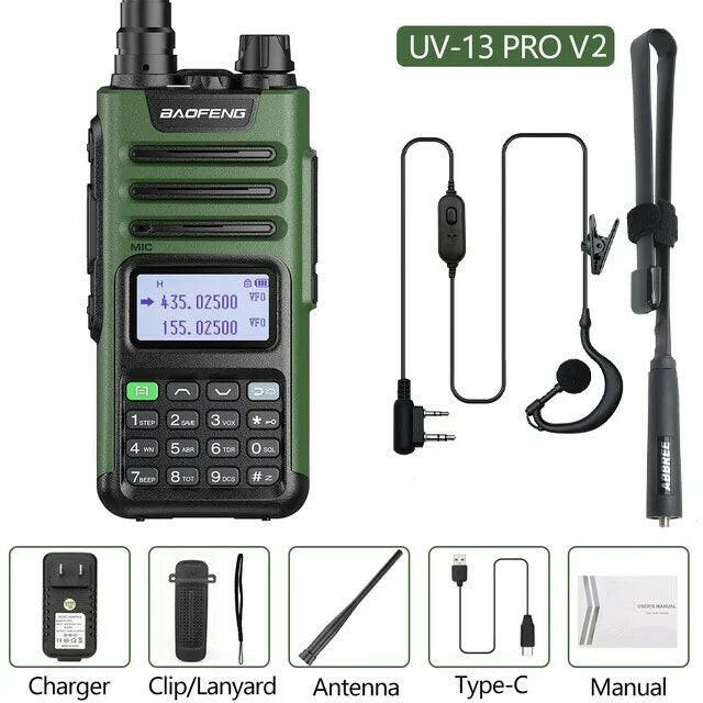 BaoFeng UV-13 PRO V2 Dual Band 999 Channels Walkie Talkie Type-C 16KM Long Range S22 UV-5R Transceiver Ham CB Two Way Radio-WAYBIKER