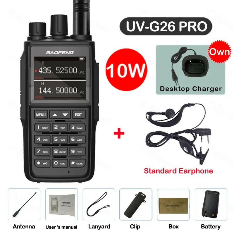 New Baofeng UV-G26 PRO Walkie Talkie 10W Dual Band High Power Long Range Portable 999 Channel Ham FM Radio UHF VHF Two Way Radio-WAYBIKER