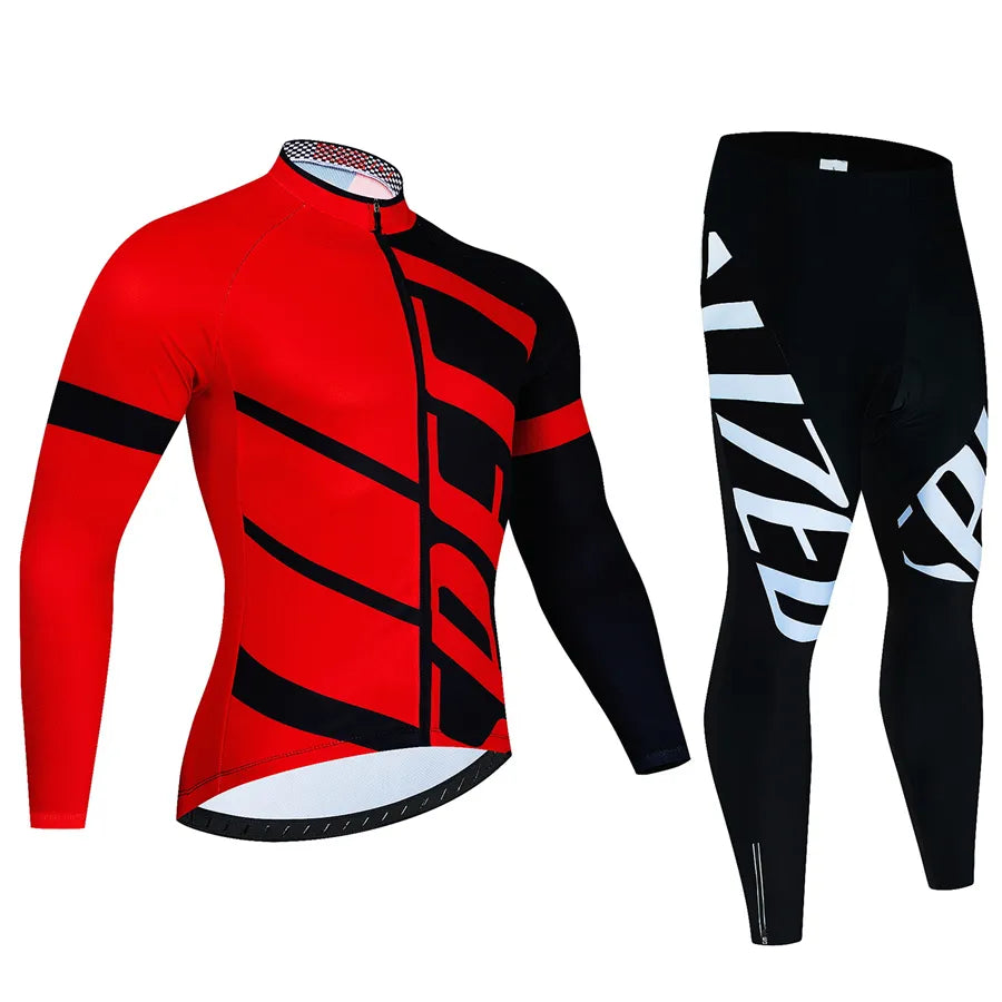 Cycling Team Men's Cycling Jersey Long Sleeve Set MTB Bike Clothing Tenue Velo Homme Bicycle Wear Trouser Cycle Uniform Kit-WAYBIKER