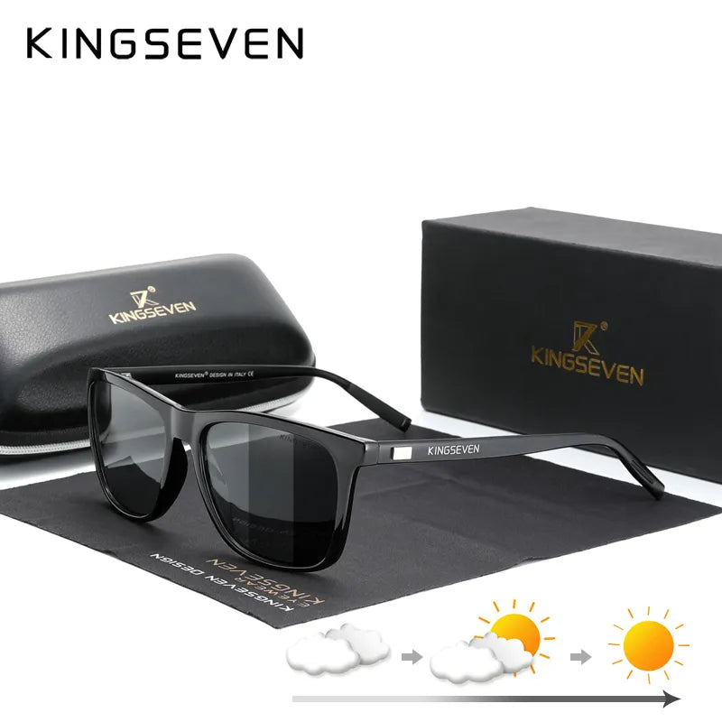 KINGSEVEN Brand Aluminum Frame Sunglasses Men Polarized Photochromic Sun glasses Women's Glasses Accessories-WAYBIKER