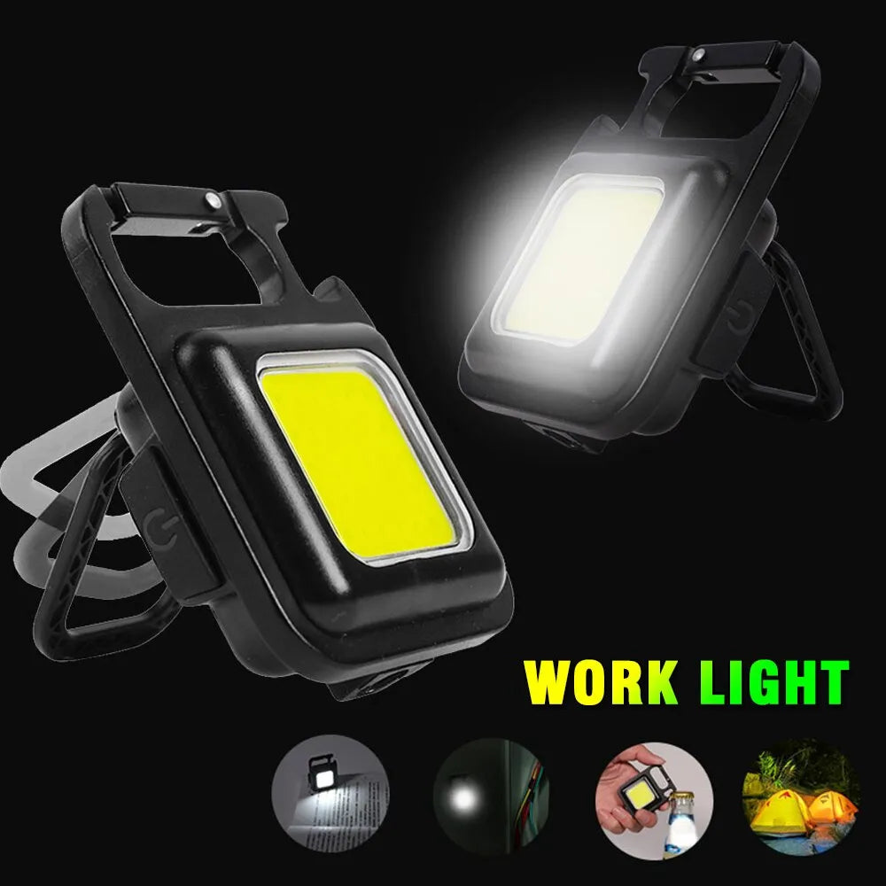 Mini LED Flashlight Work Light Portable Pocket Flashlight Keychains USB Rechargeable Outdoor Waterproof Camping Small Key Light