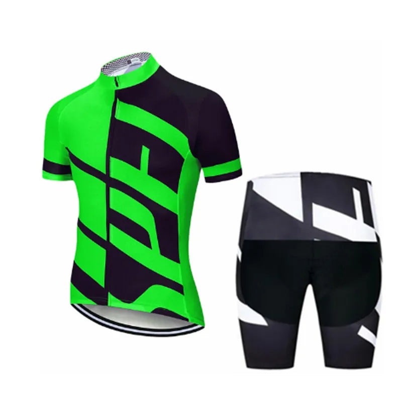 NEW Team 2024 Men Summer Short Sleeve Cycling Jersey Set MTB Maillot Ropa Ciclismo Bicycle Wear Breathable Cycling Clothing-WAYBIKER