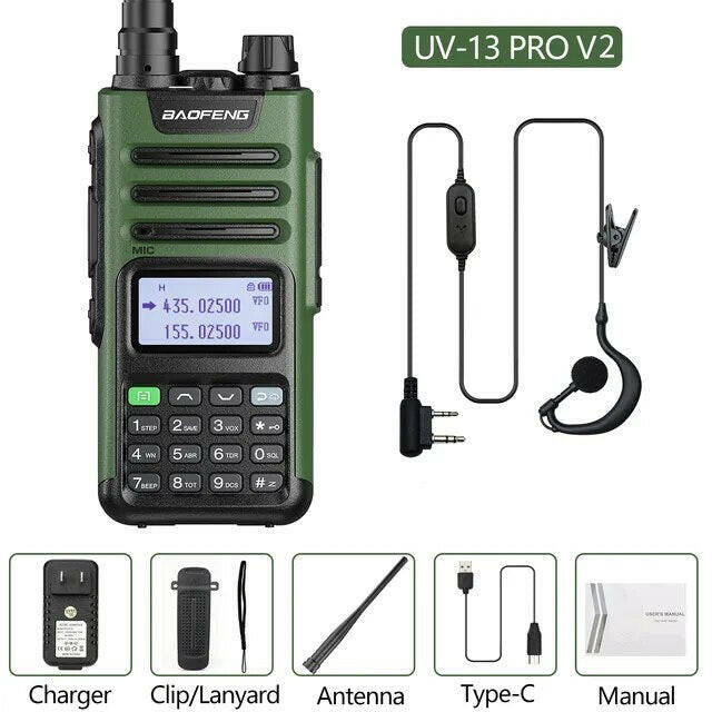 BaoFeng UV-13 PRO V2 Dual Band 999 Channels Walkie Talkie Type-C 16KM Long Range S22 UV-5R Transceiver Ham CB Two Way Radio-WAYBIKER