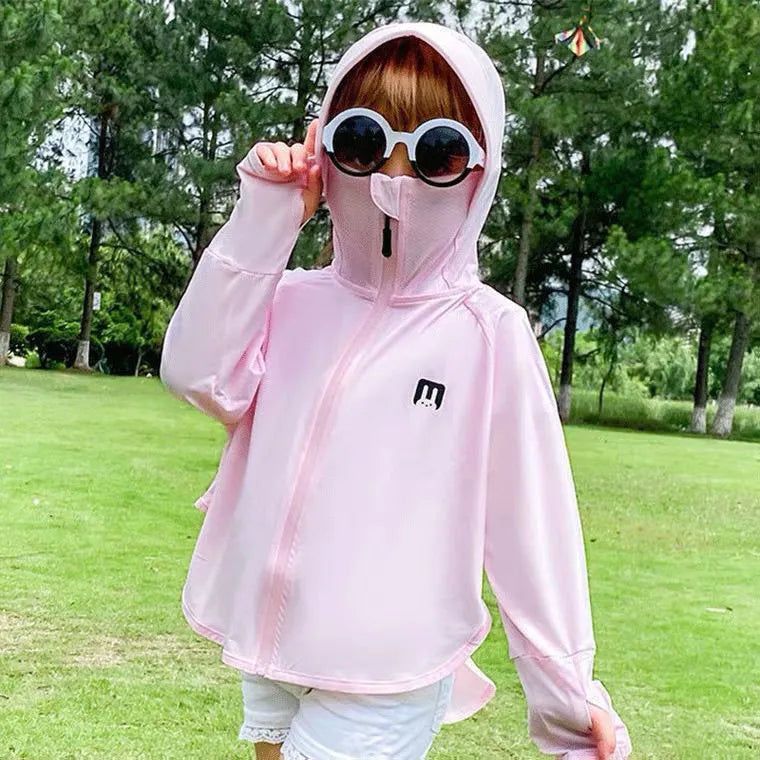 Ice Thin Children Outdoor Sunscreen Clothing Boys Breathable Hoodie Girls Summer Cycling Sunscreen Jacket Multicolor Kid Clothes-WAYBIKER