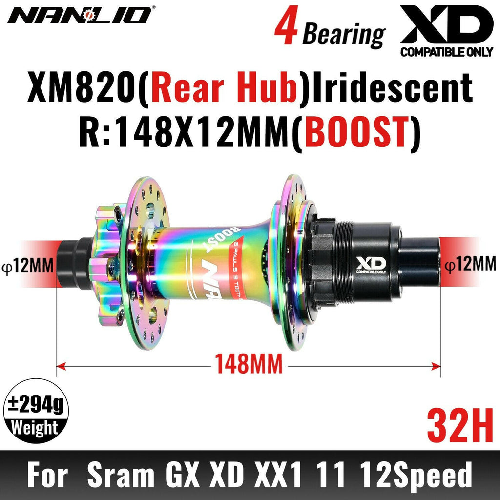 MTB Bicycle Hub Nanlio XM820 Boost Rear 12x148MM THRU TA 28H 32 Holes HG XD MS 8s 9s 10s 11s 12 Speed E-Bike Part K7 SX NX 12V-WAYBIKER