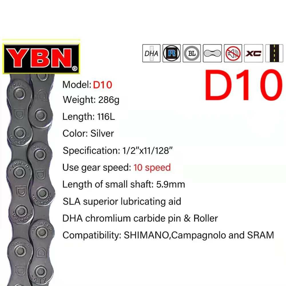 YBN Bike Chain 8S 9S 10S 11S 12S Bicycle Chain 8/9/10/11/12 Speed Road MTB Crankset 8 9 10 11 12s Derailleur 116L