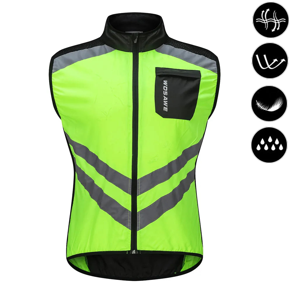 WOSAWE Cycling Vests Reflective Safety Vest Bicycle Sportswear Outdoor Running Breathable Jersey For Men Women Bike Wind Coat