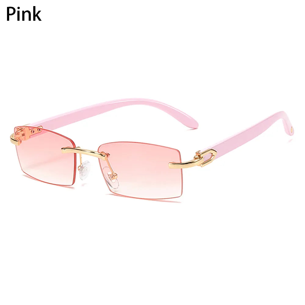 Trendy Punk Rimless Rectangle Sunglasses Men Women Fashion Shades UV400 Driving Sun Glasses Frameless Gradient Eyewear-WAYBIKER