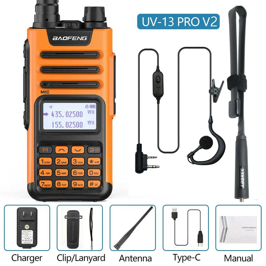 BaoFeng UV-13 PRO V2 Dual Band 999 Channels Walkie Talkie Type-C 16KM Long Range S22 UV-5R Transceiver Ham CB Two Way Radio-WAYBIKER