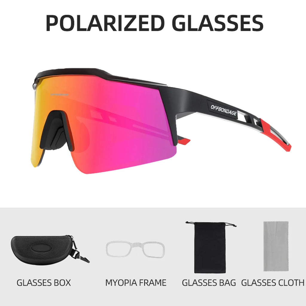 OFFBONDAGE Cycling Glasses Polarized Sunglasses Bicycle Goggles Sports With Myopia Frame UV Protection Cycling Eyewear Flexible