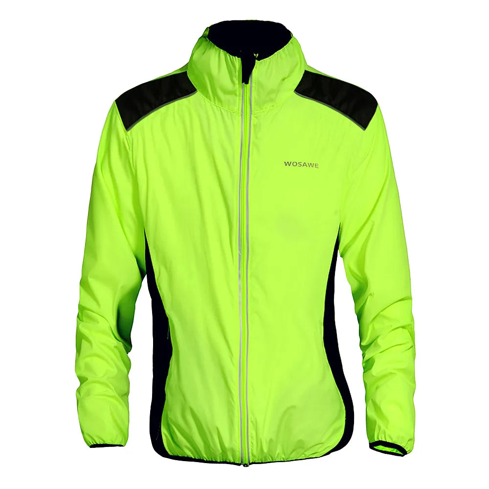 WOSAWE Cycling Jacket Reflective Motocross MTB Bicycle Bike Rain Coat Windproof Long Sleeved Jersey Sports Wear Green