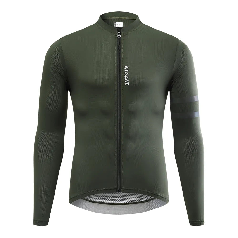 WOSAWE Autumn Long Sleeve Cycling Jersey Clothing Race Men Cycling Jersey Pro Road Bicycle Cycling Clothes Mesh Breathable-WAYBIKER