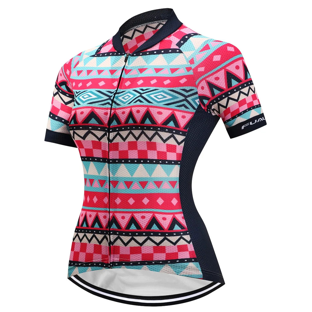 Women's Short Sleeve Cycling Jersey Summer Mountain Bike Outdoor Cycling Clothing Bicycle Clothing Quick-Dry Breathable Clothes-WAYBIKER