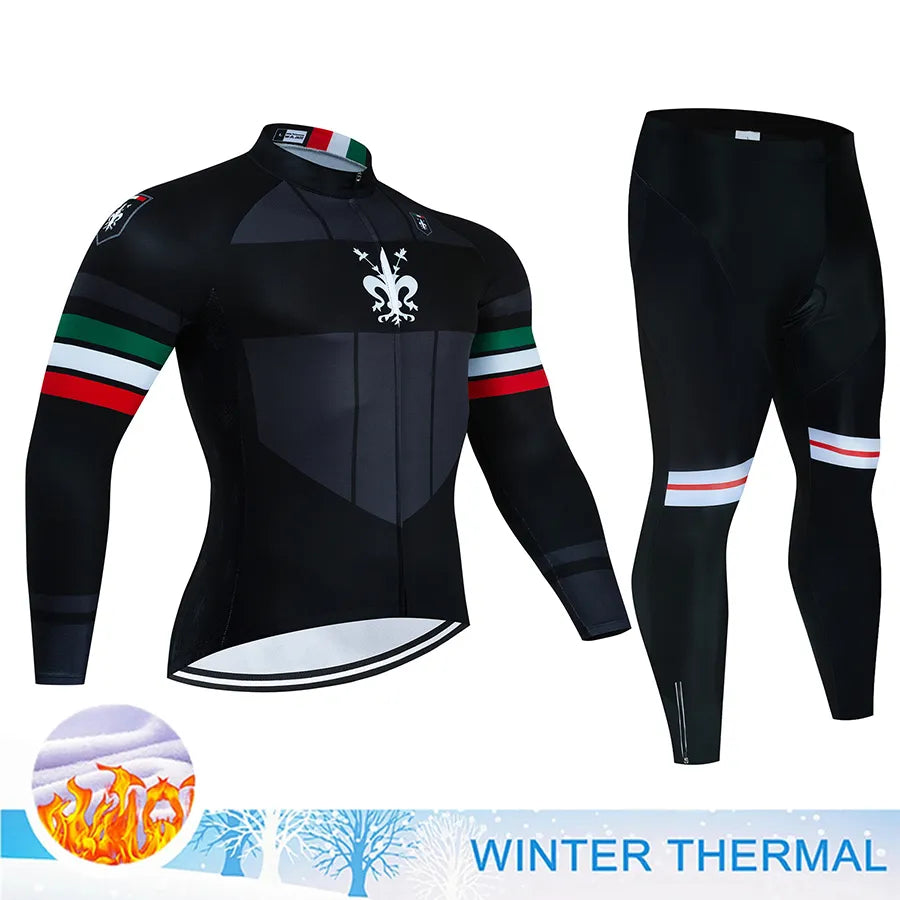 Winter Thermal Fleece Cycling Jersey Mtb Male Clothing Sports Set Complete 2023 Road Bike Men's Man Team Sportswear Bycicle Suit-WAYBIKER