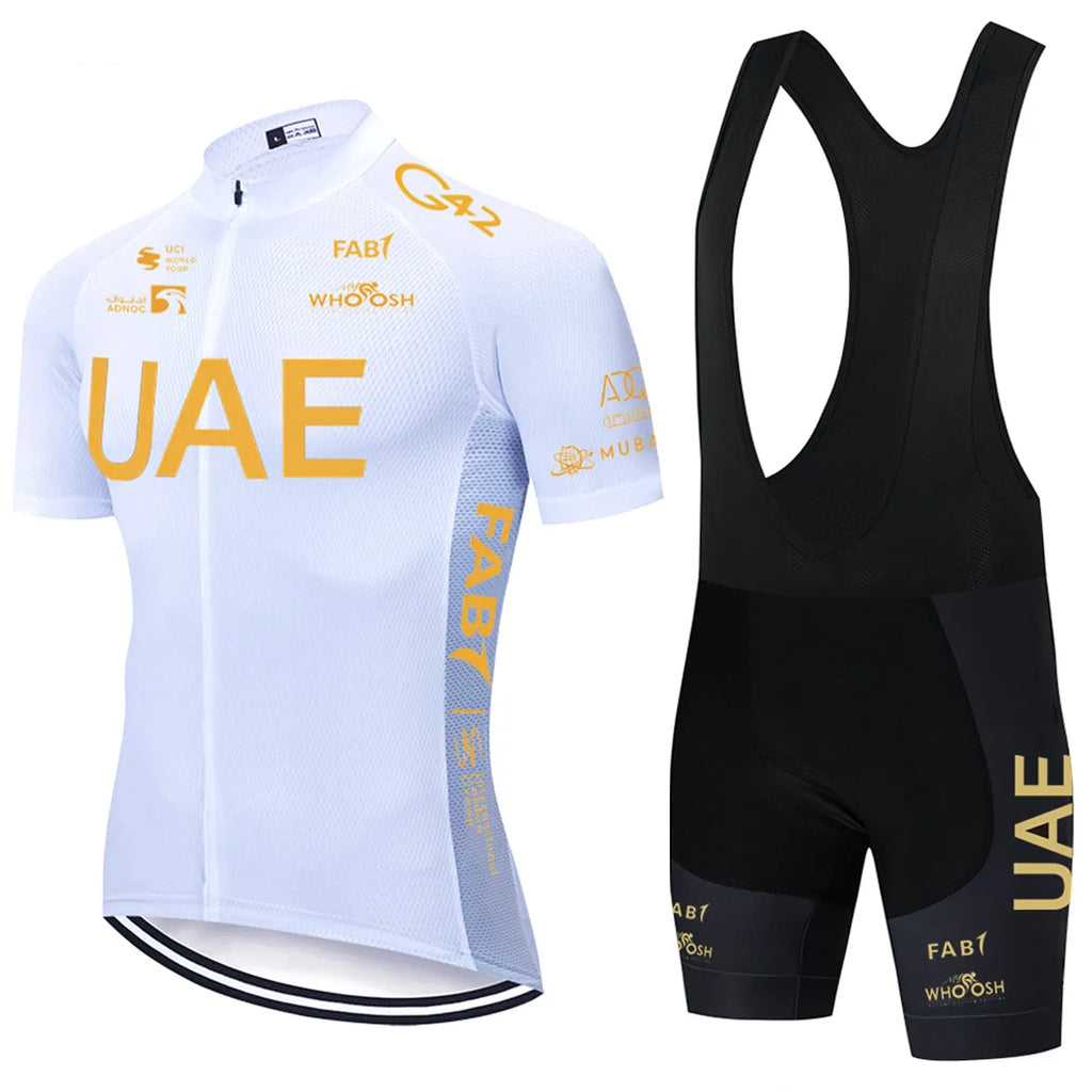 UAE Cycling Jersey Set 2023 Man's Team Short Sleeve Cycling Clothing MTB Bike Uniform Maillot Ropa Ciclismo Summer Bicycle Wear-WAYBIKER