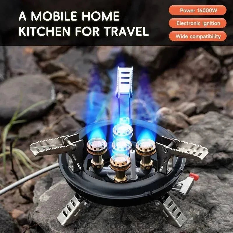 BRS-201A Camping Gas Stove Travel High Pressured Camping Burner Windshield Butane Gas Burner With Piezo Ignition Gas Stove-WAYBIKER