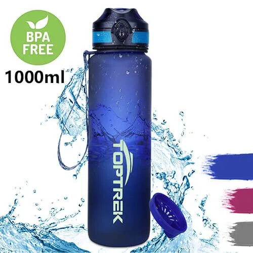 Toptrek Sports Water Bottle 650ML/1000ML BPA Free Outdoor Travel Leakproof Drinking Waterbottle Protein Shaker My Drink Bottle-WAYBIKER