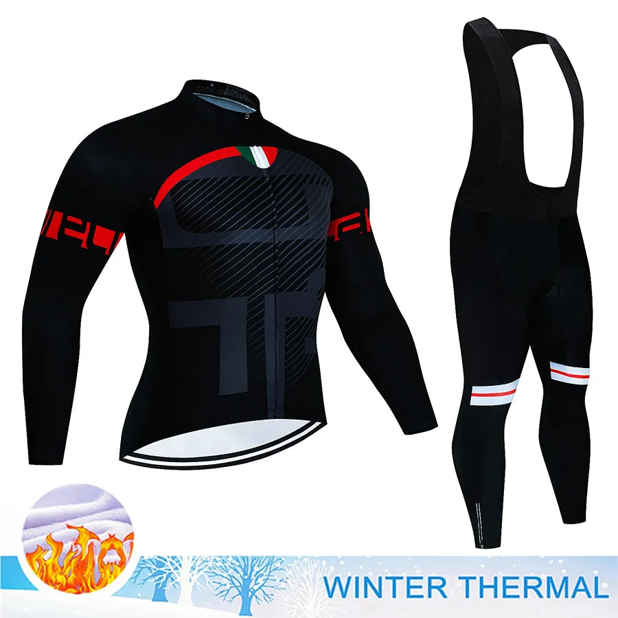 Winter Thermal Fleece Cycling Jersey Mtb Male Clothing Sports Set Complete 2023 Road Bike Men's Man Team Sportswear Bycicle Suit-WAYBIKER