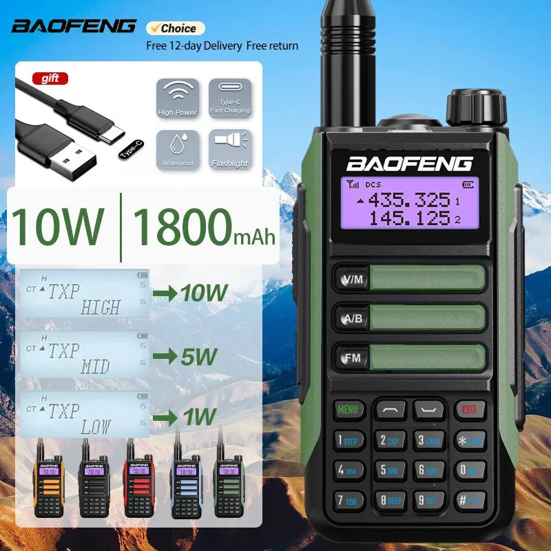 Baofeng UV16Pro V2 50KM CB Ham Radio Station Two Way Amateur VHF Powerful 10Watts UV16 Walkie Talkie Hunting Radios-WAYBIKER