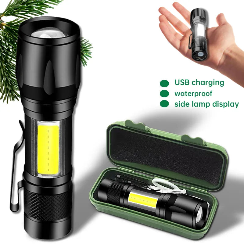 Mini Rechargeable LED Flashlight High Power Zoom Torch Outdoor Camping Strong Lamp Lantern Waterproof Tactical Flashlight mini-WAYBIKER