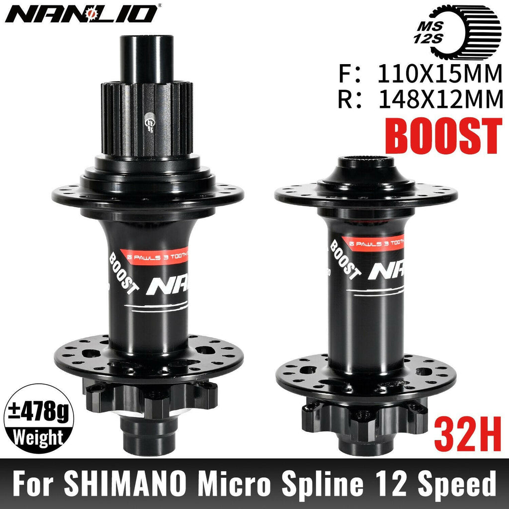 NanLio XM820 Boost Bicycle Hub Front 110x15MM Rear 12x148MM THRU TA 28H 32 Holes HG XD MS 8s 9s 10s 11s 12 Speed E-Bike Part-WAYBIKER