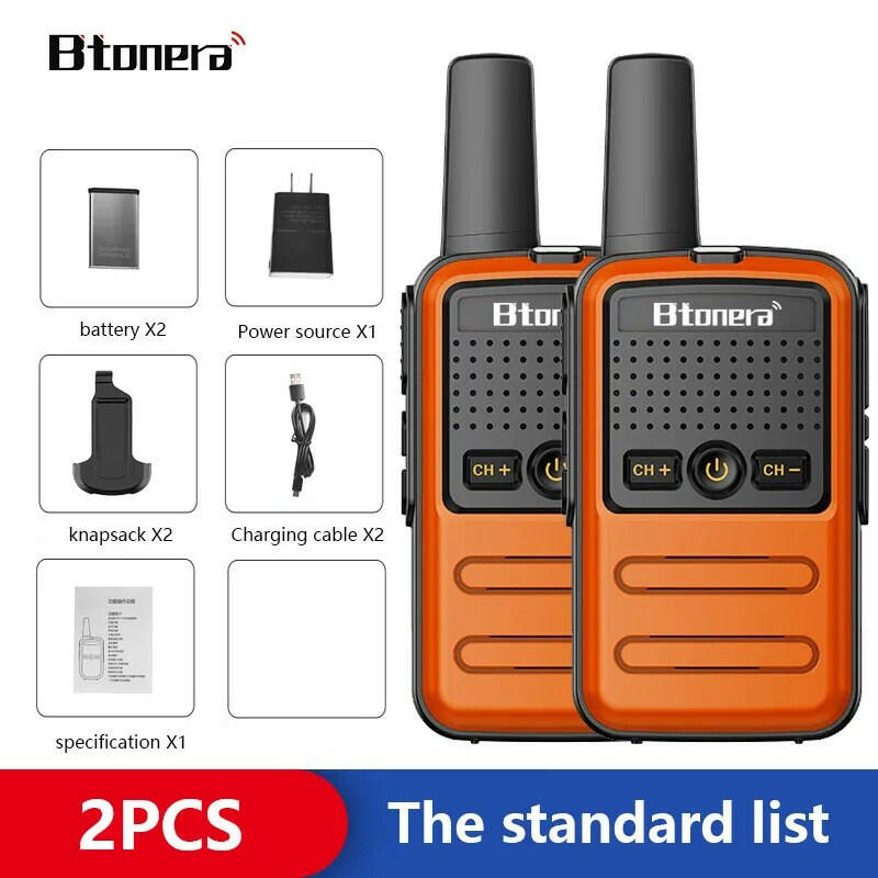 Btoera 2 Pcs Mini Walkie Talkie PMR 446 Portable Two-way Radio Ht PTT Walkie-talkies 5W 16CH UHF 400-470MHz Portable Radio for-WAYBIKER