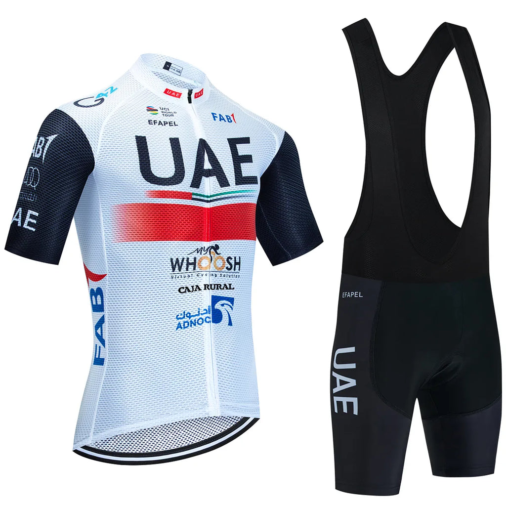 UAE Cycling Jersey Set 2023 Man's Team Short Sleeve Cycling Clothing MTB Bike Uniform Maillot Ropa Ciclismo Summer Bicycle Wear-WAYBIKER