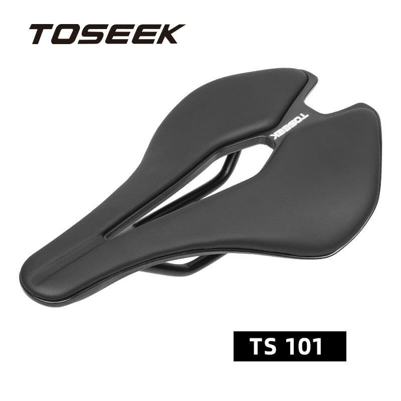 TOSEEK MTB Road Bike Saddle EVA+Super Fiber Leather Ergonomic Design Saddle Wide and Comfort Long Trip Ultralight TT Seat Hollow-WAYBIKER