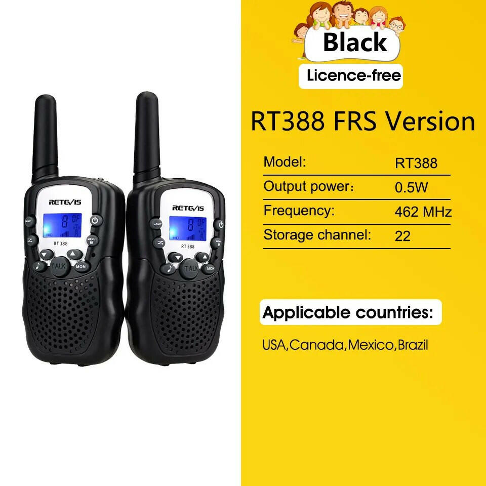 RETEVIS RT388 Walkie Talkie Children 2 Pcs Children's Radio Receiver Walkie-Talkie Kids Birthday Gift Child Toys for Boys Girls-WAYBIKER